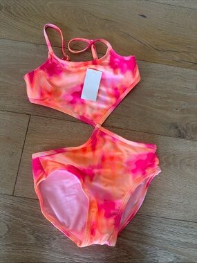 art class Neon Pink & Orange Tie-Dye Girls' Two-Piece Swim Set